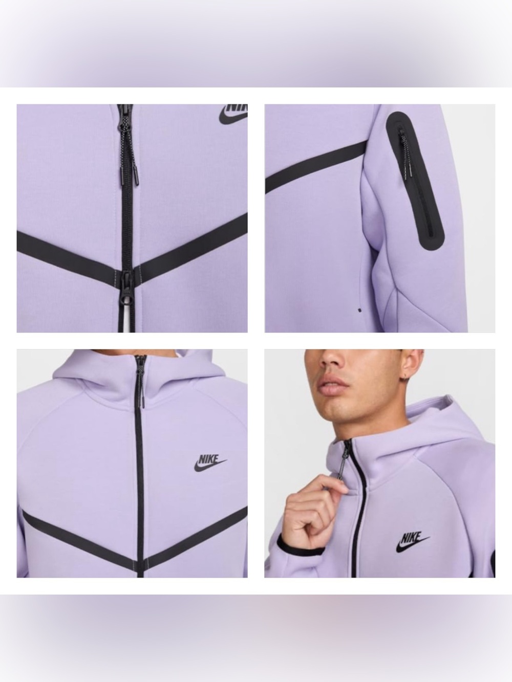 🆕 Nike Tech Fleece Windrunner Full Zip Hoodie Hydrangeas Black XL - Picture 5 of 11